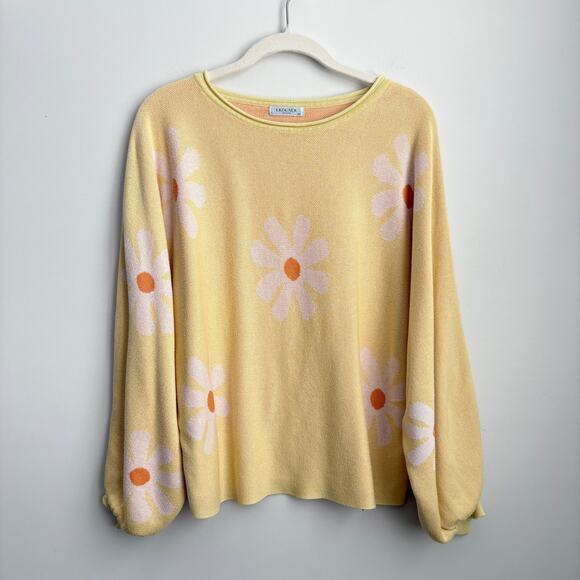 Ekouaer Lightweight Butter Yellow Daisy Flower Print Knit Two Piece Pajama Set - Picture 3 of 16